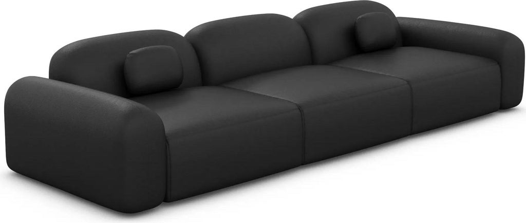 Echtleder 3-Sitzer Couch Nuvia Schwarz