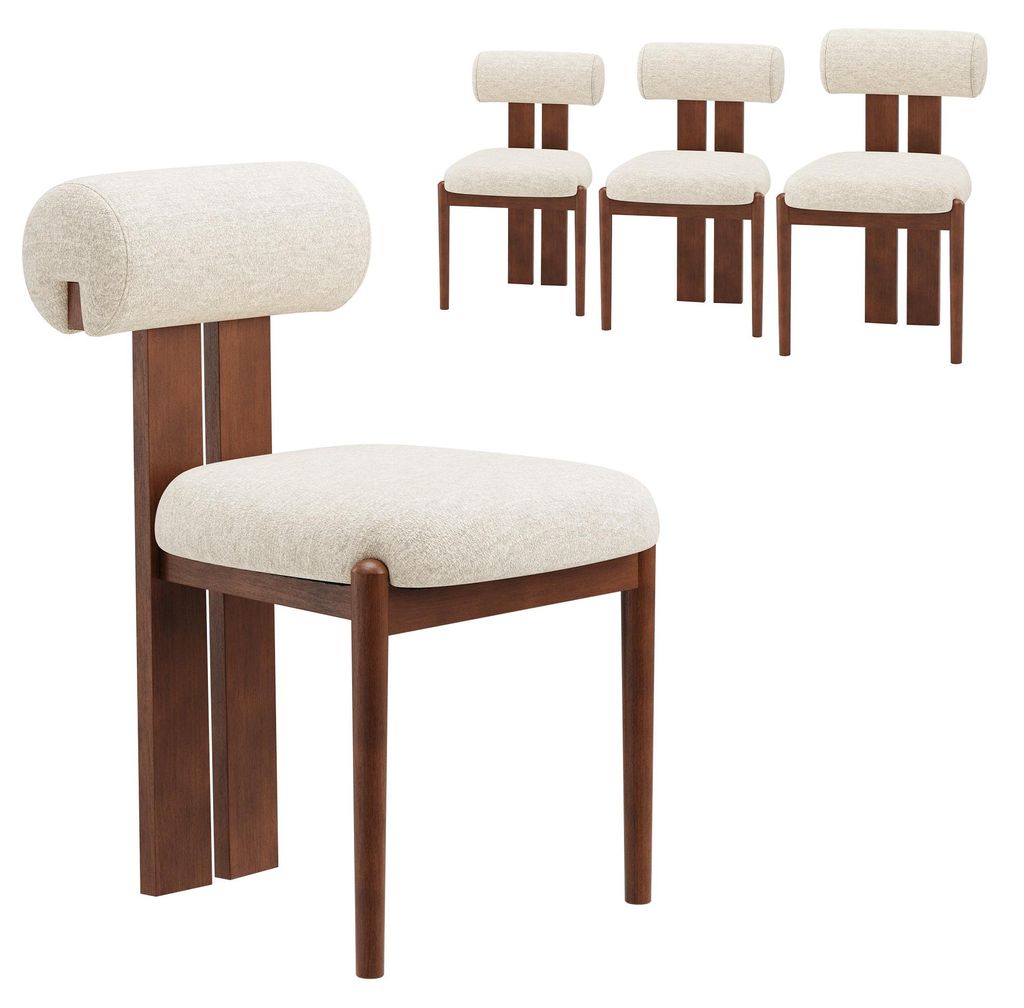 Lot de 4 chaises de salle à manger, dossier cylindrique Image du produit 