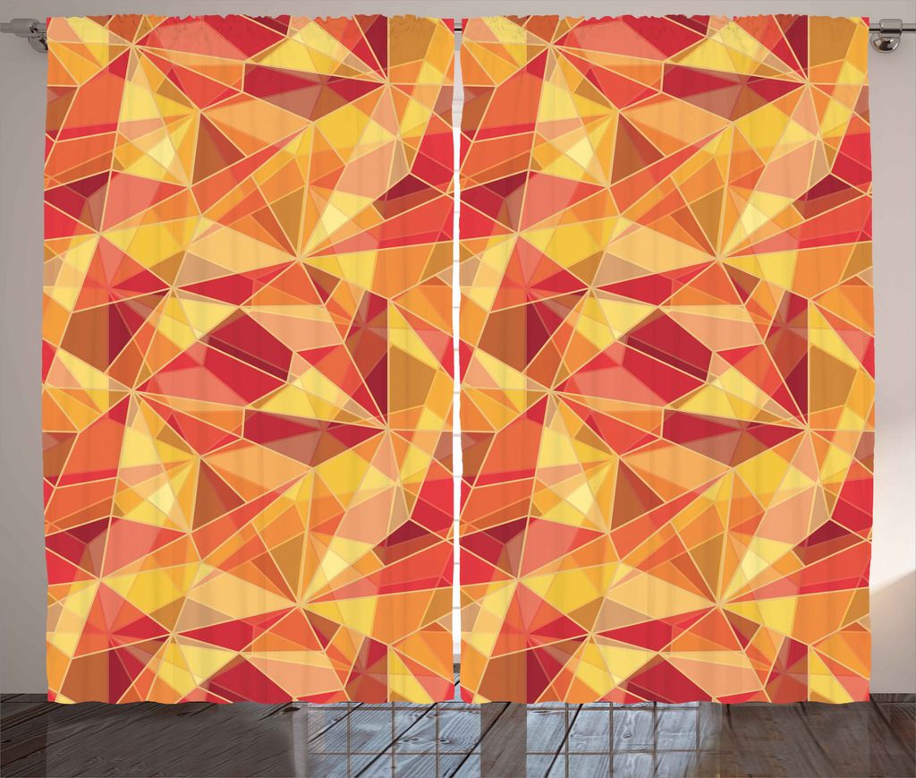 ABAKUHAUS Geometrisch Rustikaler Vorhang, Mosaik-Digital-Art, Wohnzimmer Universalband Gardinen mit Schlaufen und Haken, 280 x 225 cm, Ringelblume ...