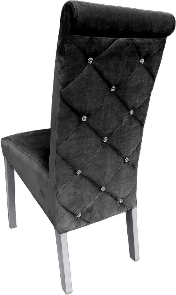 Ares Meble Esszimmerstühl K6 - Esszimmerstuhl Holz - Küchenstühle, Essen Stuhl - Esstisch Stühle Glamour - Samt Schwarz - Weiß