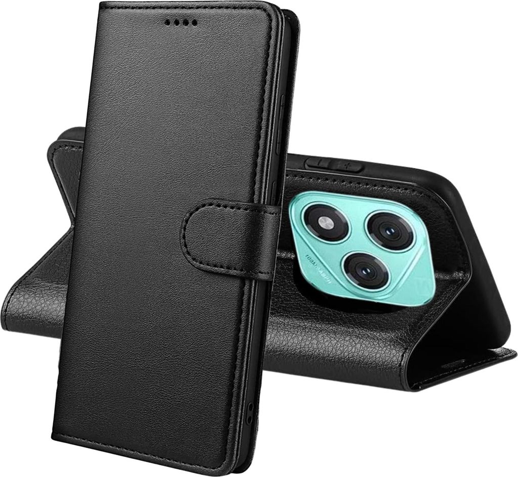 Hülle für Honor 400 Lite 5G - Schwarze Brieftasche Klappe Magnetisiert Aufbewahrung Karten Handyhülle Phonillico