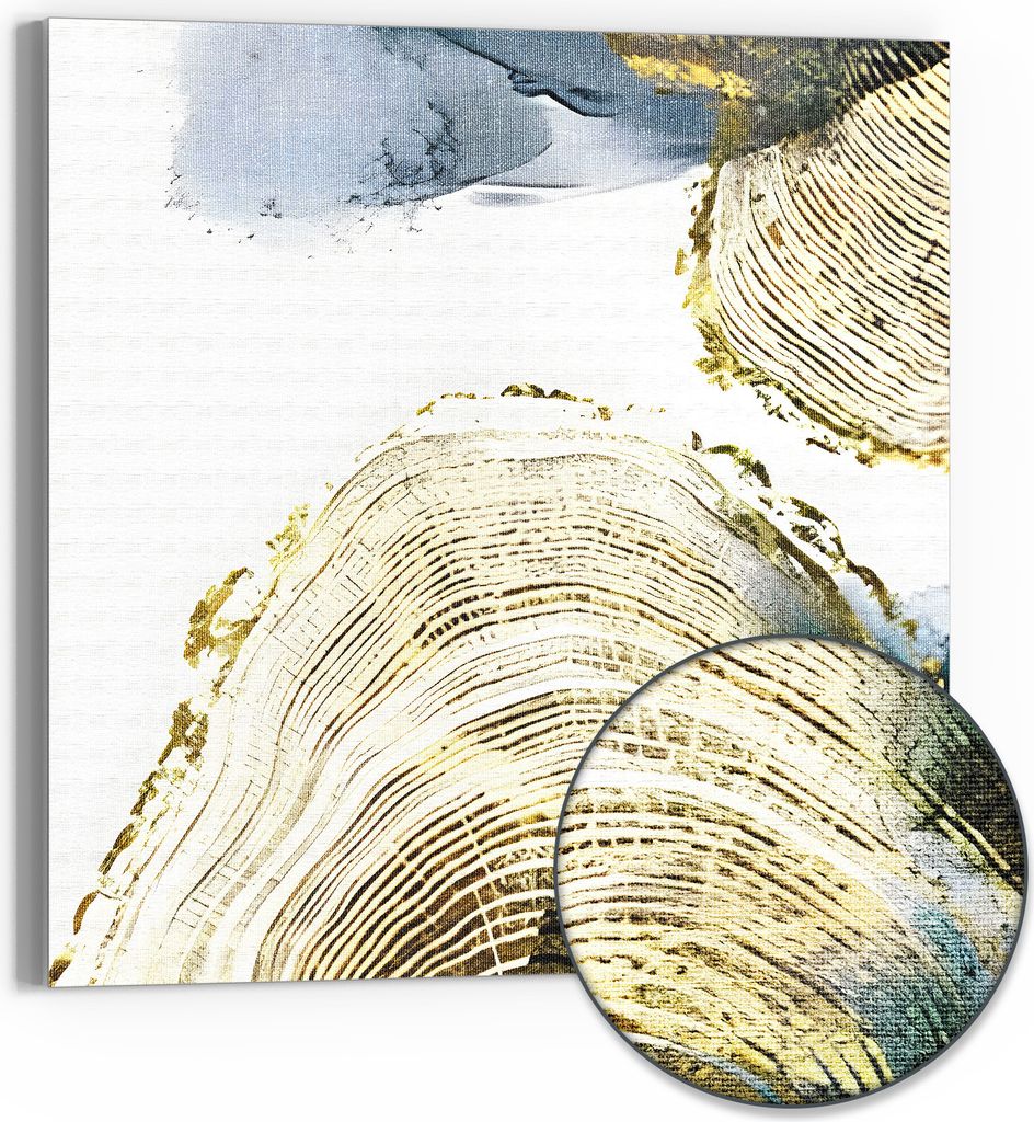 DEQORI Hybrid Leinwand Bild 30x30 cm 'Goldene Tiefe' Wandbild Glas flach modern