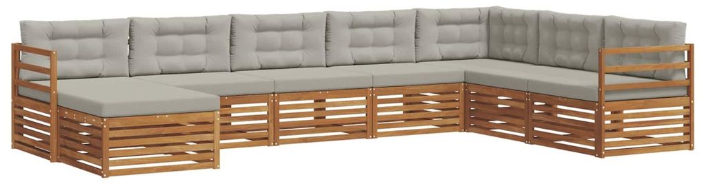 vidaXL Outdoor-Sofagarnitur mit Kissen 8 pcs Natürlich und Hellgrau