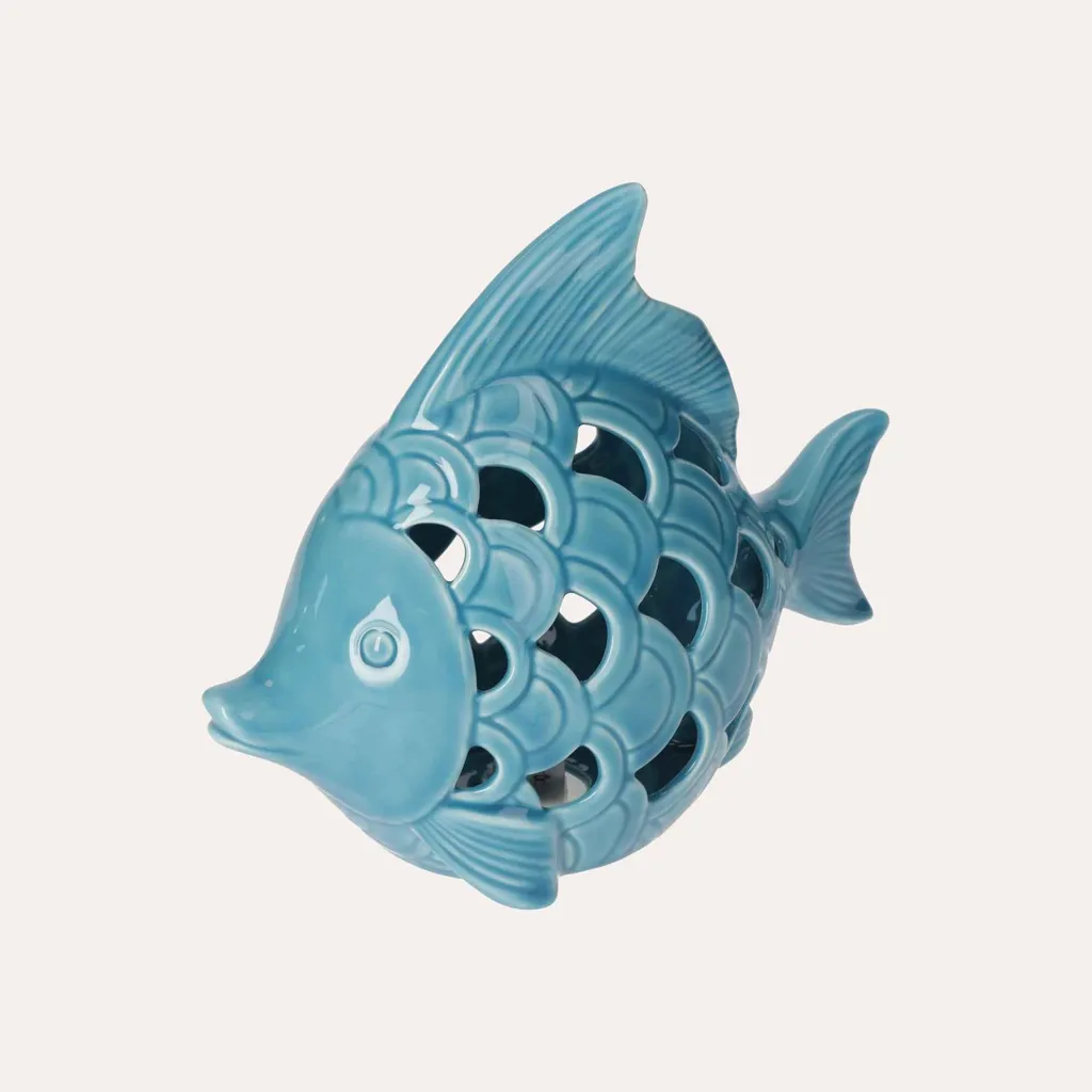 Veilleuse poisson en céramique ajourée pour ambiance zen et relaxante