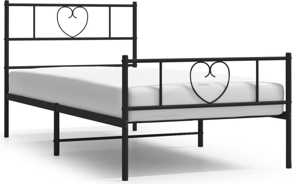 Bettgestell mit Kopf- und Fußteil Metall Schwarz 100x200 cm