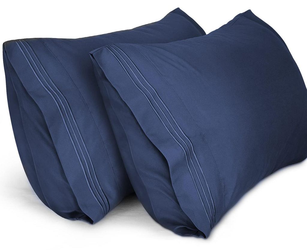 Set mit 2 Kissenbezügen 50 x 90 cm, weiche, gebürstete Mikrofaser-Kissenbezüge, Kissenbezug mit Hotelverschluss, aus weicher Mikrofaser, - (blau)