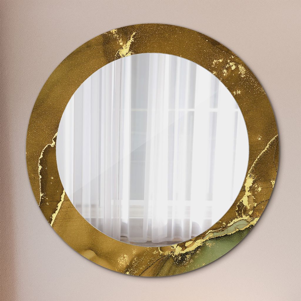 Ø60cm Spiegel - Glasrahmen mit Aufdruck - Wandspiegel Schlafzimmer - Retro japanisch