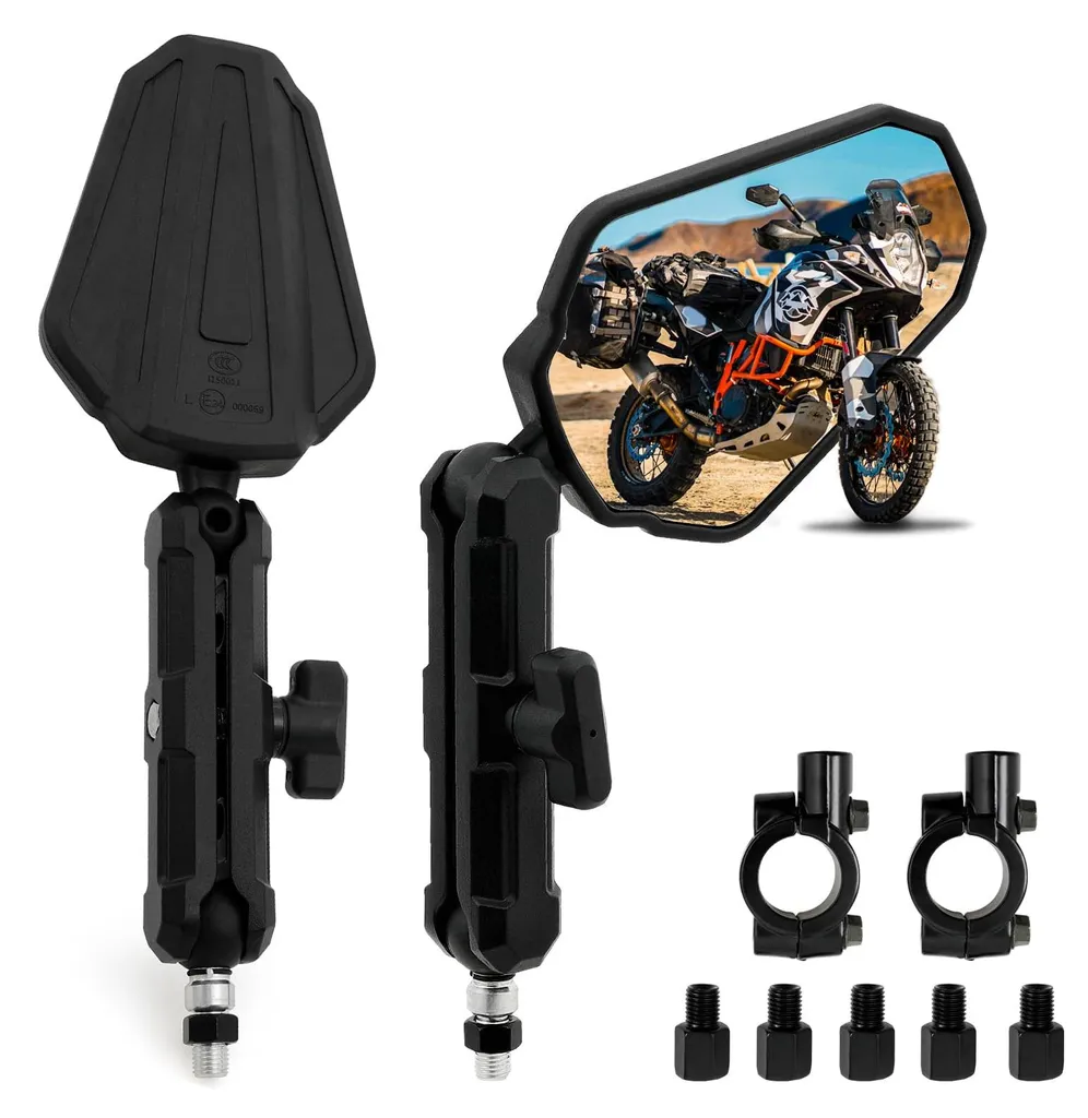 Rétroviseurs Moto Adventure Haute Résistance E24 avec Fixation Universelle