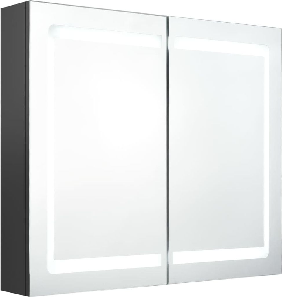 vidaXL LED-Spiegelschrank fürs Bad Grau 80x12x68 cm