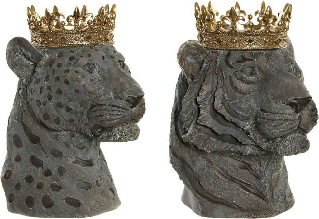 Deko-Figur DKD Home Decor Grau Gold Harz Kolonial Tier (27,5 x 23,5 x 33 cm)