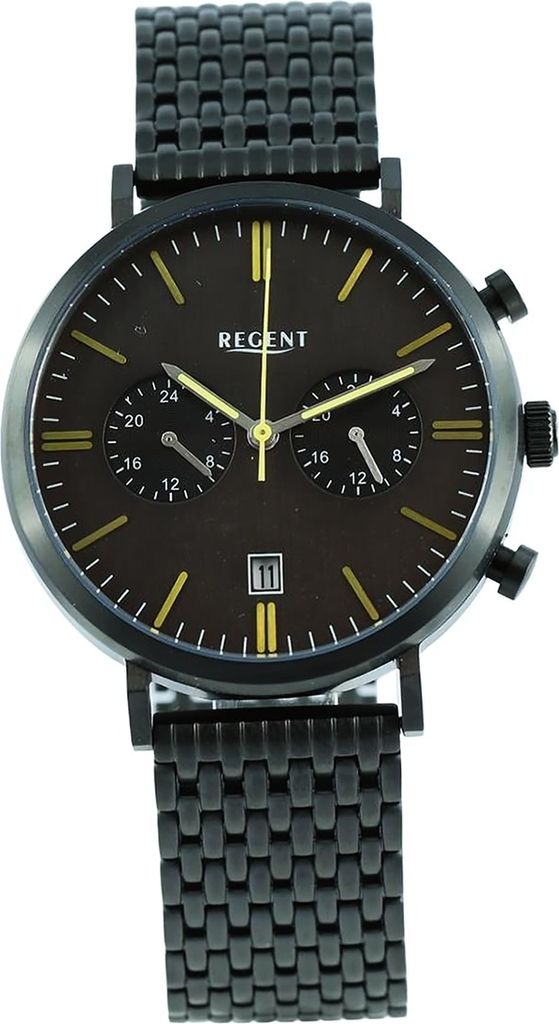 Regent Metall Herren Uhr Armbanduhr Quarz schwarz Metallarmband D2UR1152503