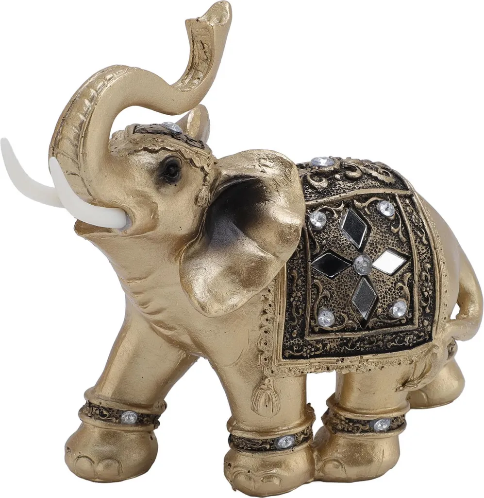 Statue éléphant en résine 15x14 cm - Ornement détaillé pour salon chic