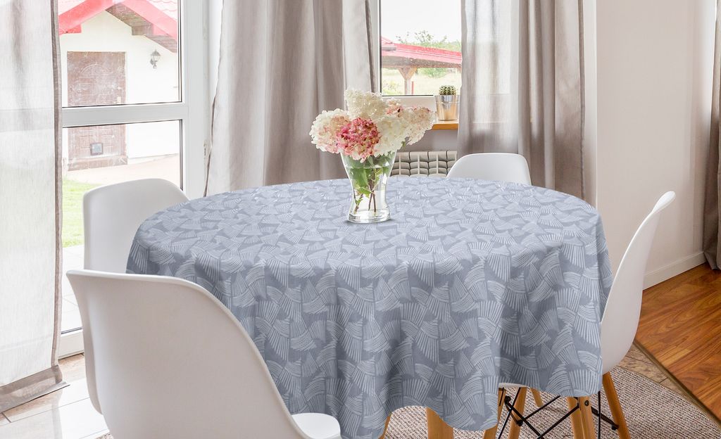 ABAKUHAUS Geometrisch Runde Tischdecke, Linien, die Wellenformen, Kreis Tischdecke Abdeckung für Esszimmer Küche Dekoration, 150 cm, Ceil Blau Pu...