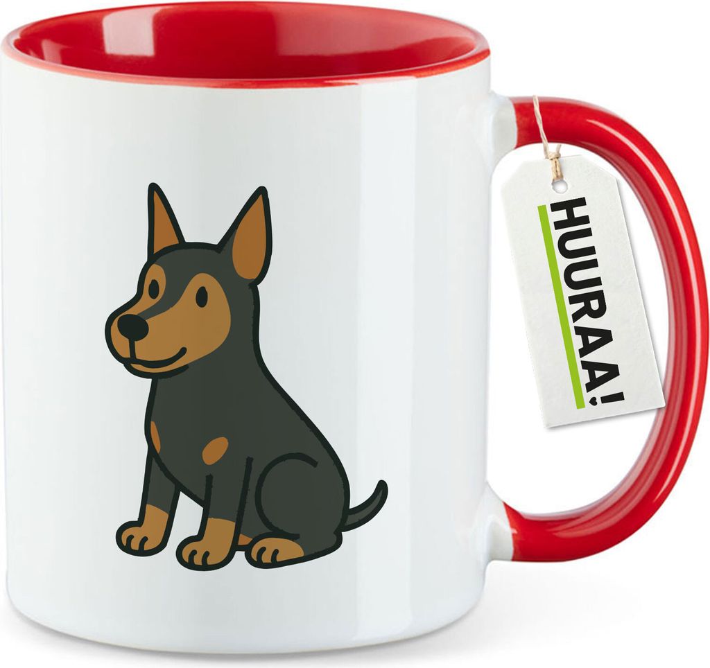 Huuraa Kaffeetasse Pinscher Comic Pinschi 330ml Rot Keramik Kaffeebecher Geschenkidee