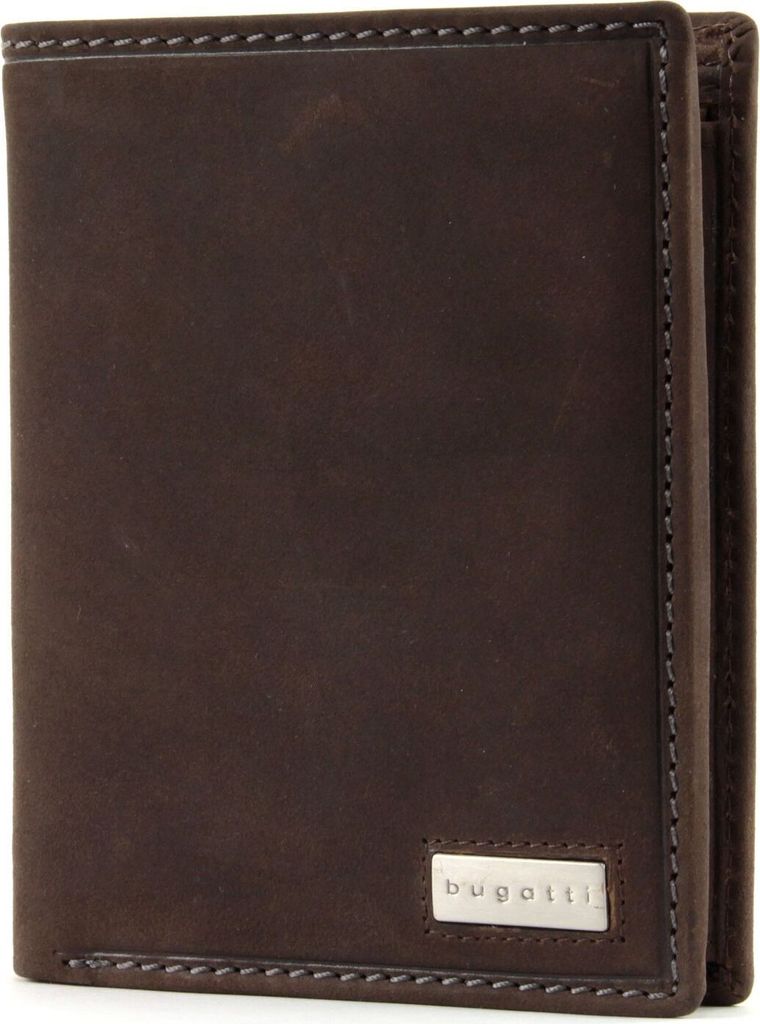 bugatti Leder Geldbörse City Line Coin Wallet Combi Style 13CC Metal Logo Brown braun