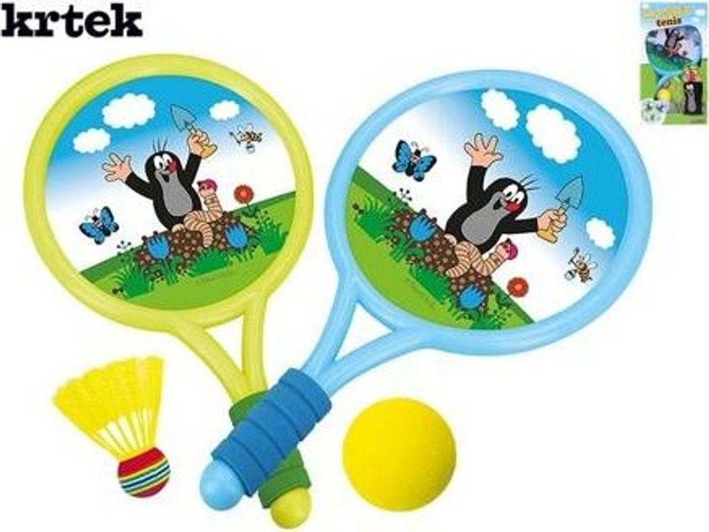 Maulwurf-Tennisschläger 40cm 2Stück + Ball und Korb