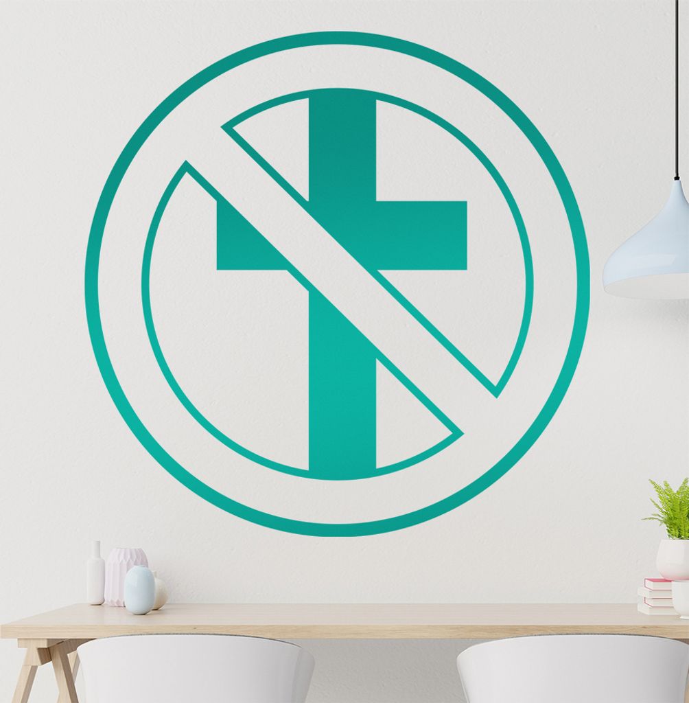 durchgestrichenes Kreuz Wandtattoo in 6 Größen - Wandaufkleber Wall Sticker - Dekoration, Küche, Wohnzimmer, Schlafzimmer, Badezimmer