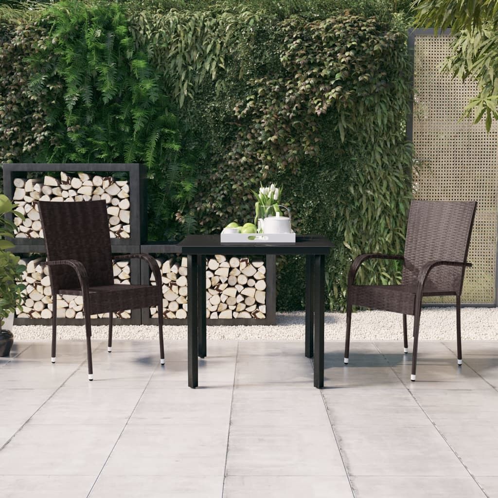 3-tlg. Garten-Essgruppe Braun und Schwarz , Gartenmöbel-Sets Design 2024