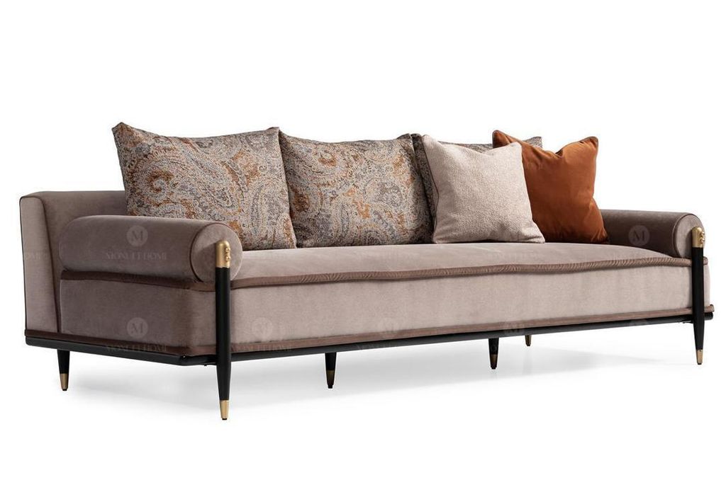 Dreisitzer Sofa 3 Sitzer Stoffsofa Grau Luxus Polstersofa Couch Stoff