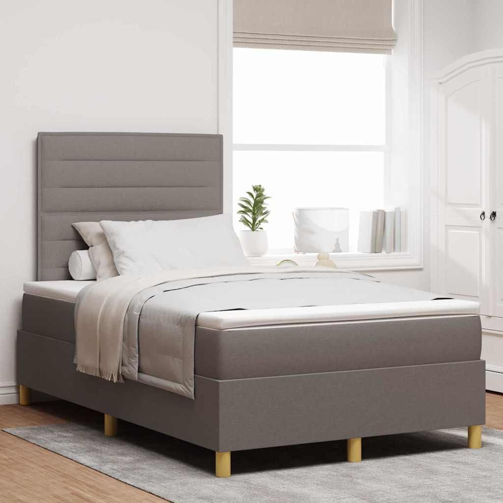 Maison Exclusive - LED Boxspringbett mit Matratze Taupe 120 x 190 cm Stoff