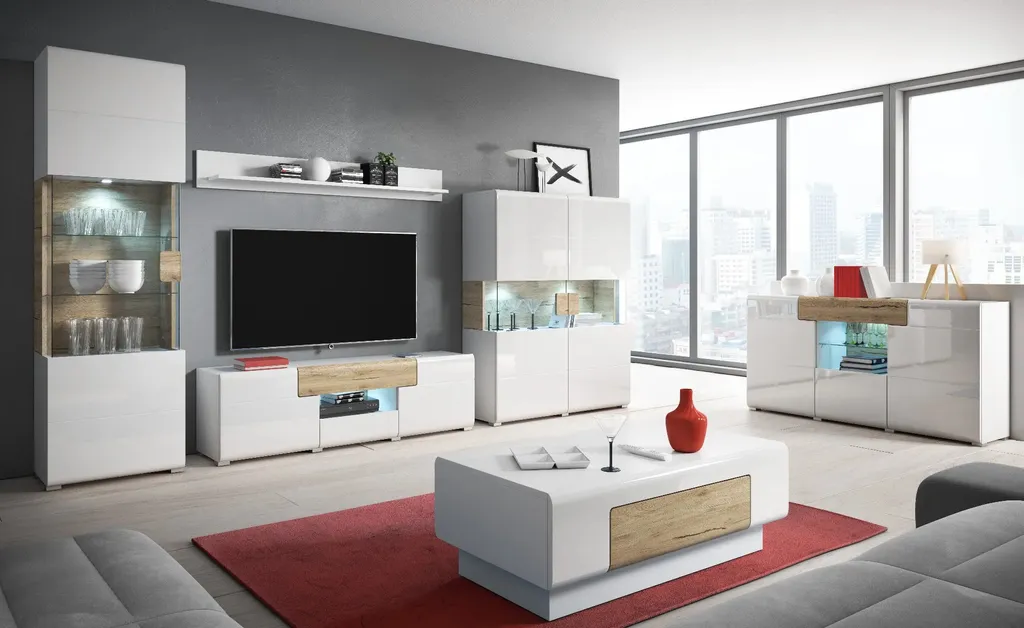 Étagère blanche COLORADO 169 cm avec agencement intérieur modulable - 3
