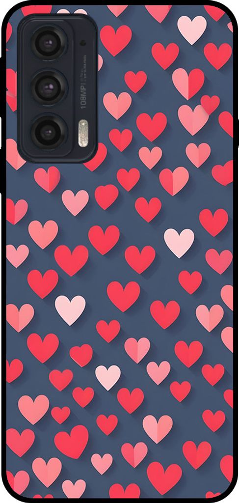 Smartphonica Telefon Fall fit für Motorola Edge 20 mit rosa und roten Herzen drucken - TPU Backcover Fall mit rosa und roten Herzen Design