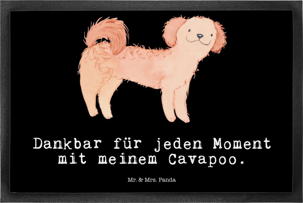 Mr. & Mrs. Panda fußmatte Cavapoo Moment 50 x 75 cm - Schwarz - Geschenk, abstreifer, Gummimatte, Cavoodle, Schmutzfangmatte, Fußabtreter, Schmut...