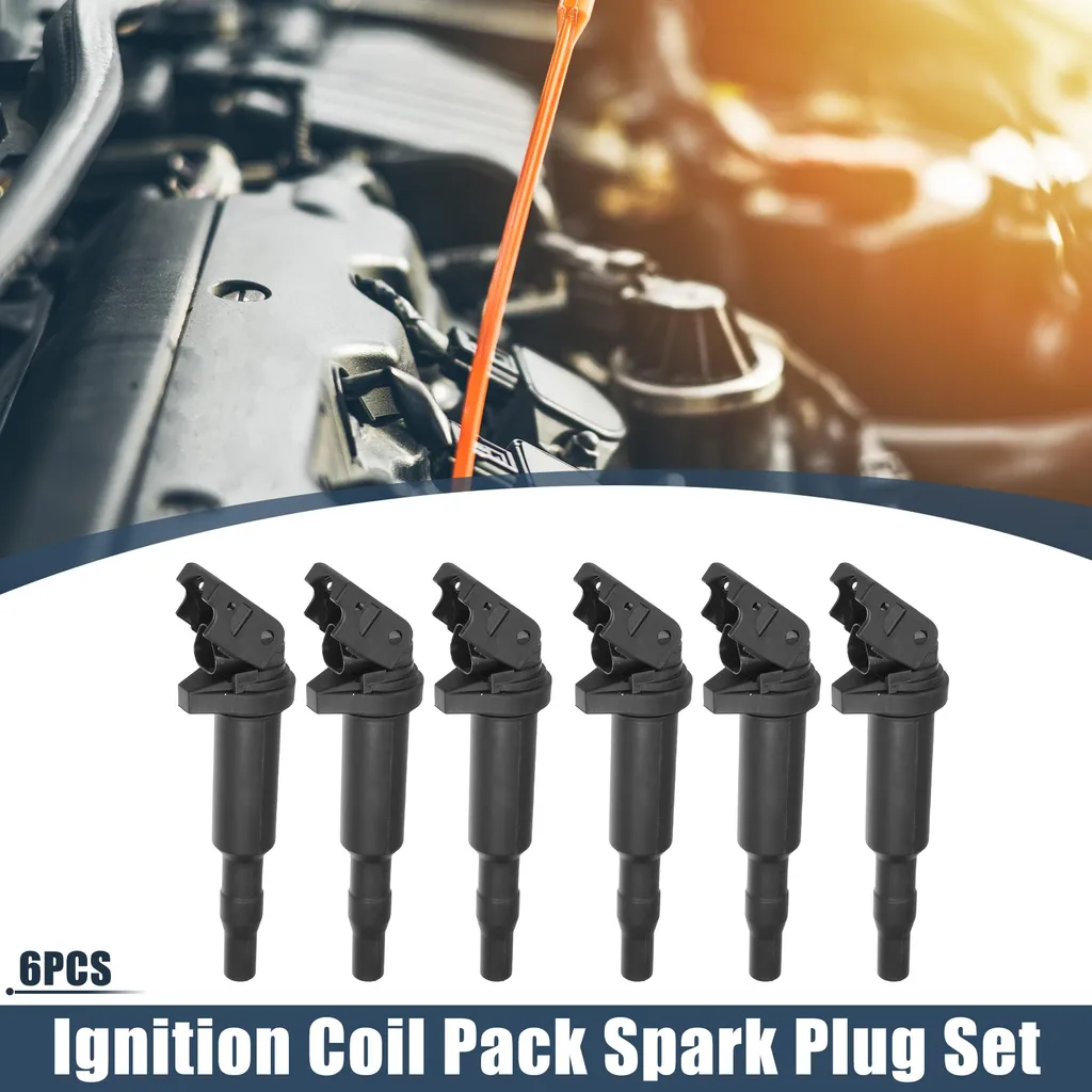 Pack de 6 Bobines d'Allumage Noires avec Bougies pour Moteur BMW