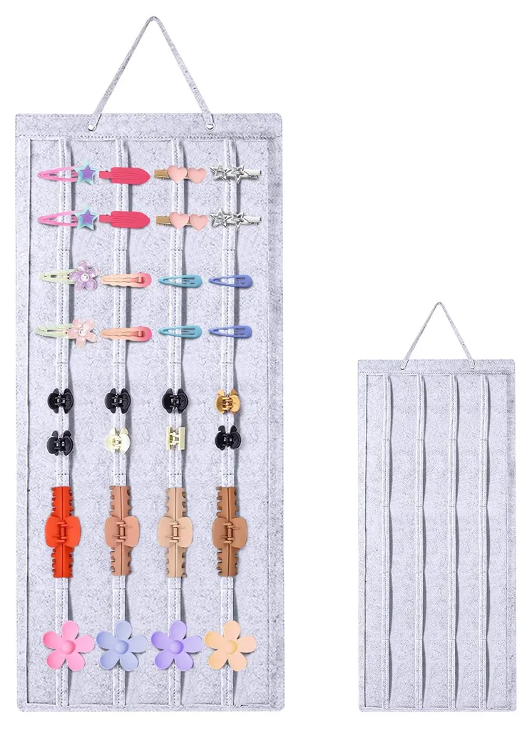 Présentoir mural pour pinces à cheveux, idéal pour porte ou armoire (gris)