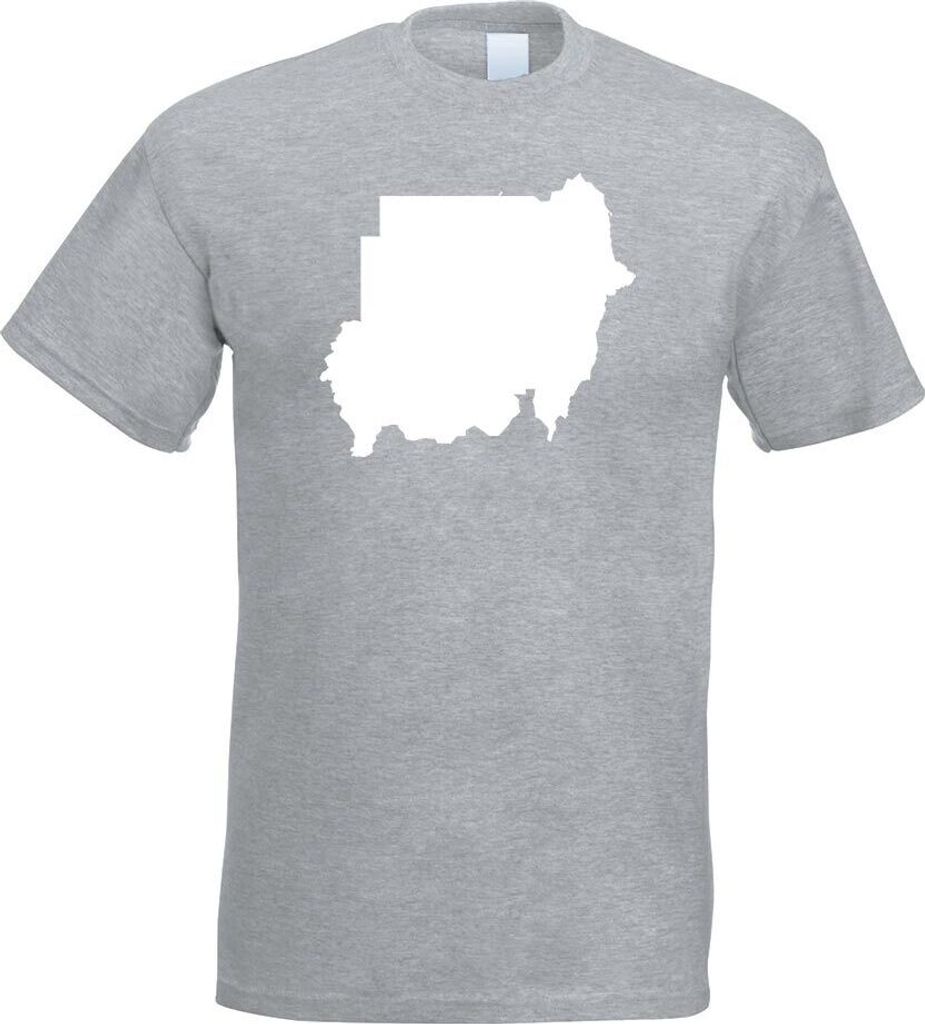 Kiwistar - T-Shirt - Graumeliert - Sudan Umriss Kontur Herren Funshirt Bedruckt Design Sprüche Spruch Motive - mit Motiv Bedruckt - Funshirt Desig...