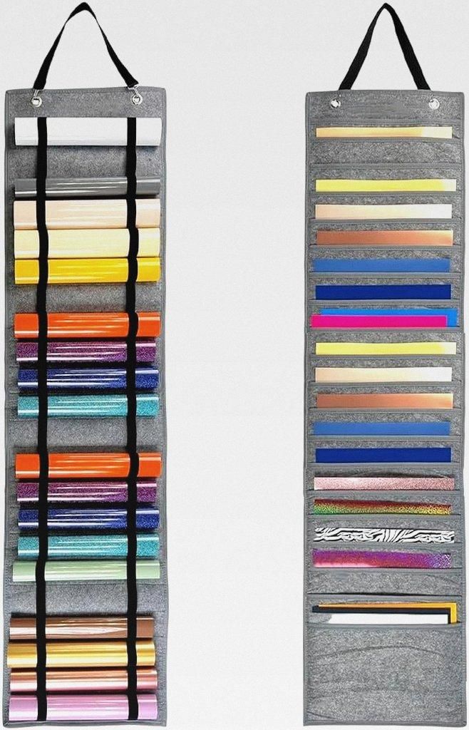 Vinyl Organizer Aufbewahrungsregal, Vinyl Rollenhalter mit 21 Fächern & 22 Rollenhaltern, Stabil & Platzsparend Rollenhalter für Plotterfolie bis...
