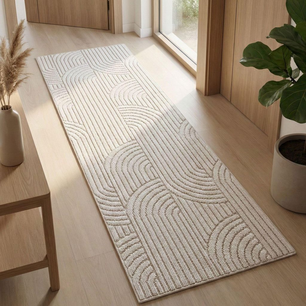 Carpetsale24 Teppich Wohnzimmer Boho Design Bouclé Schlingenflor Skandi Stil Robust Superweich für Schlafzimmer, Grösse: 80x250 cm
