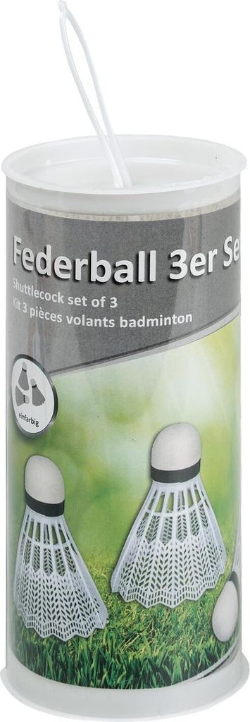 Idena 7418409 - Federball in weiß, 3er Set, aus Kunststoff, Produktbild 