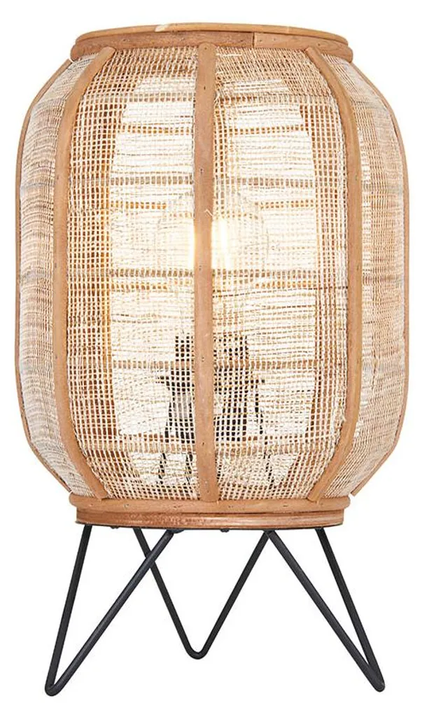 Lampe de salon ZAIRE pour ambiance tamisée en tissu naturel E27 20W