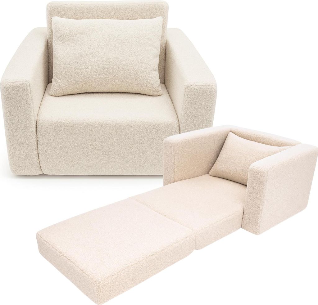 Odolplusz Kindersessel klappbar Kindersofa Mini-Sessel Kinderstuhl Kuschelsessel Kindermöbel für Kinderzimmer - beige