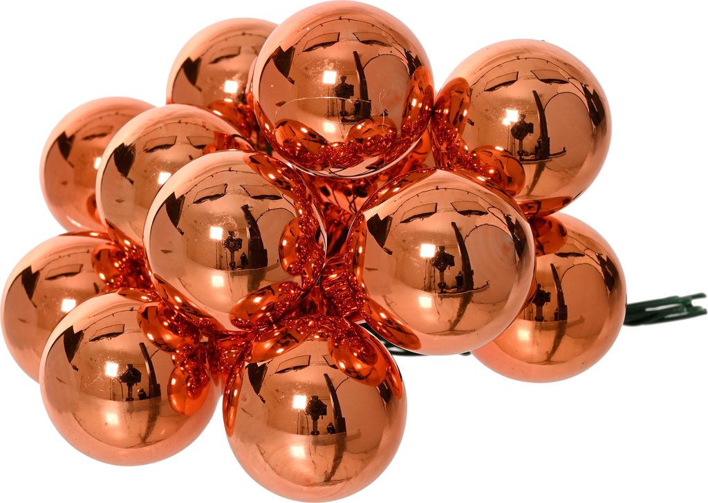 Weihnachtskugeln am Draht 2cm Glas 12 Stück - Warmorange Produktbild 