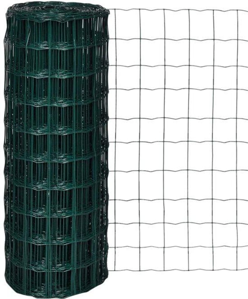 Staaldraad-Zaun mit PVC-Beschichtung - 10 Stück - 1,0 Meter - Grün - Maß 100 x 100 mm - für Tierhaltung oder Gartenzaun