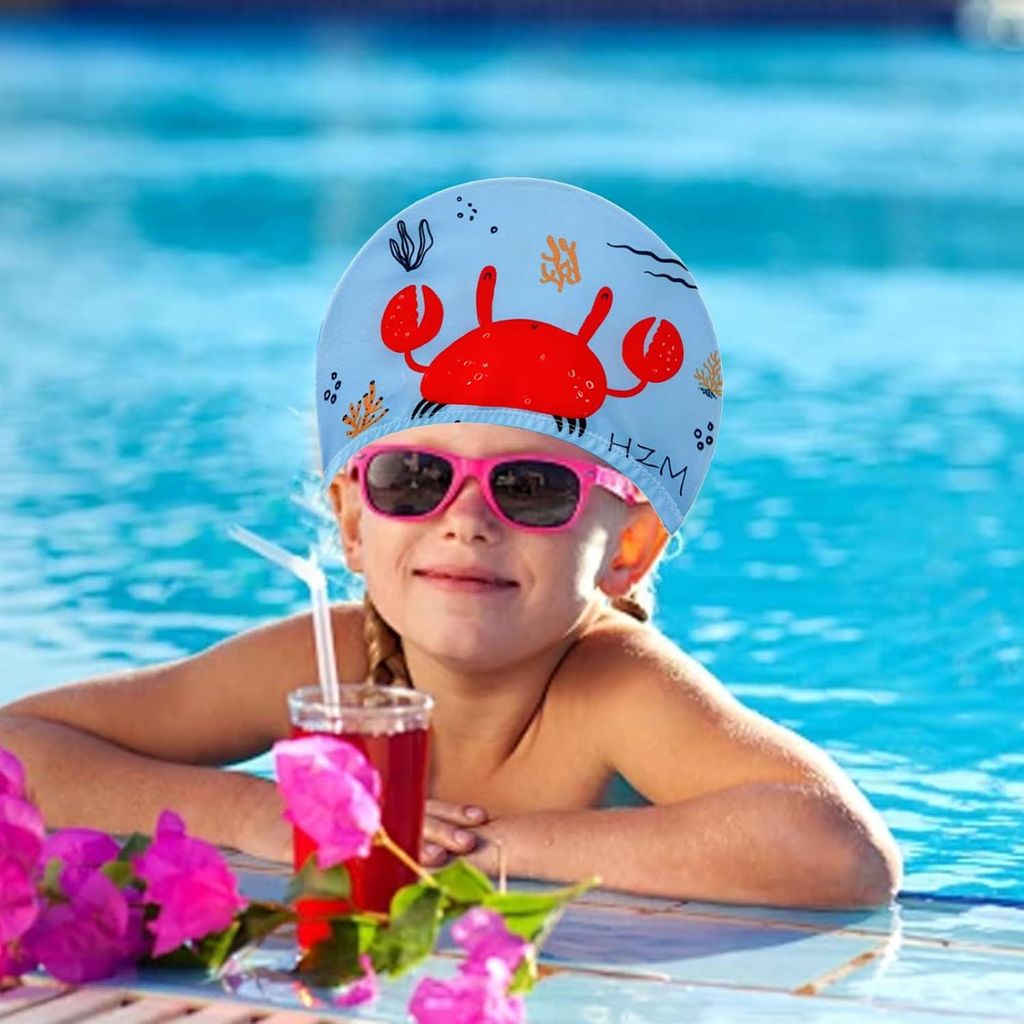 Set von 2 Polyester-Badmützen für Kinder - Elastische und bequeme Kindermützen