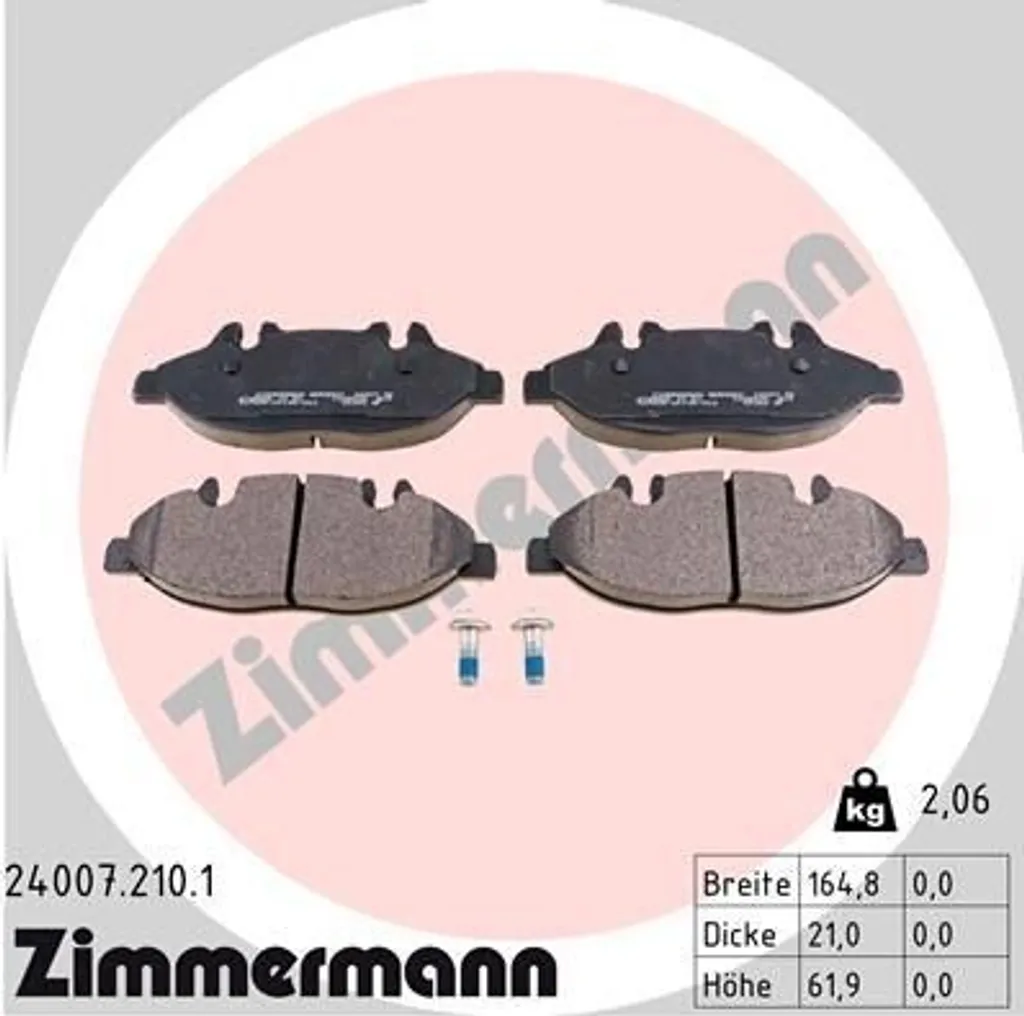 Plaquettes Zimmermann 24007.210.1 à Haute Résistance pour Viano W639