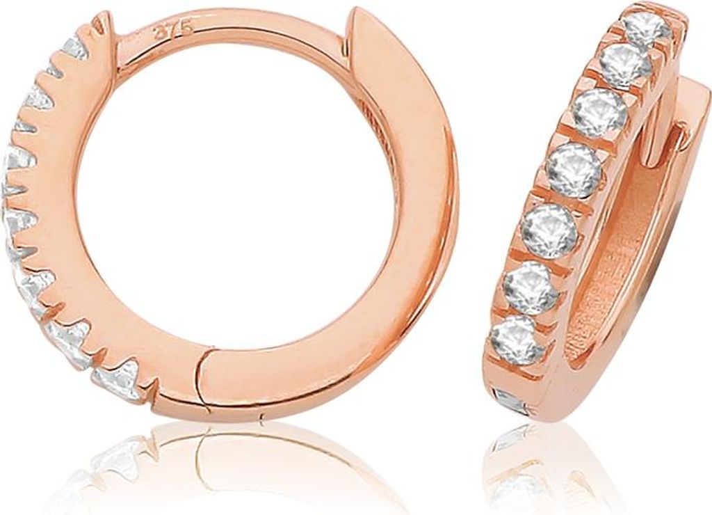 Wunderschöne 9 Karat (375) Rotgold Damen - Paar Creolen - 12mm; TRS372599KR