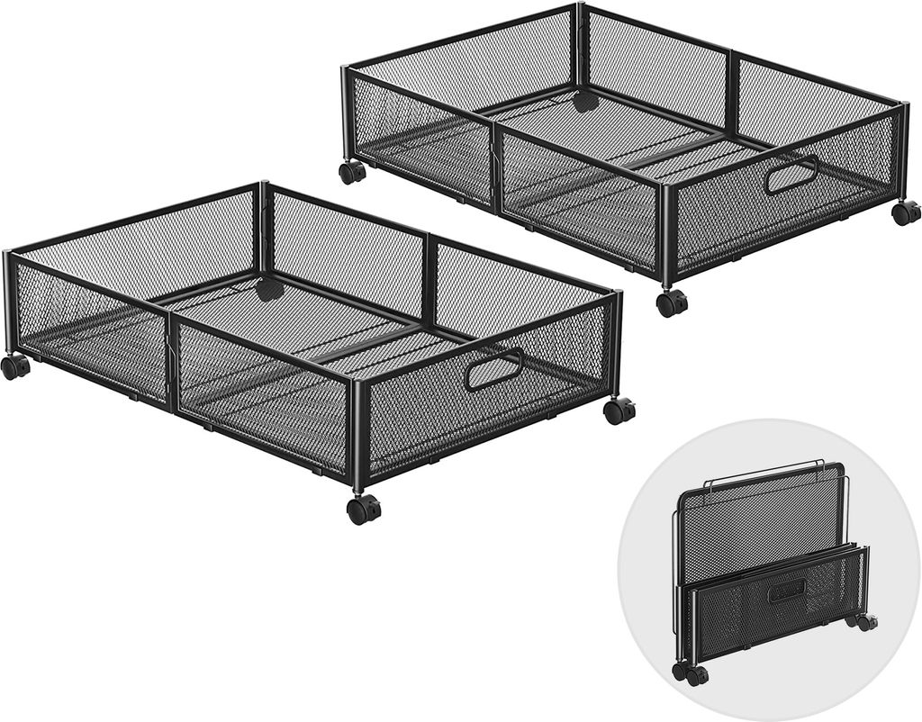 Robuste, abnehmbare Aufbewahrungsbox aus Metall mit Raedern, faltbarer Aufbewahrungs-Organizer fuer Schlafzimmer, unter dem Bett, Aufbewahrungsbeha...