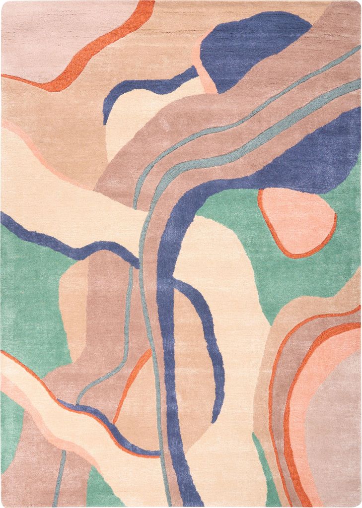BELIANI Teppich Bunt aus Viskose und Wolle 160 x 230 cm Abstraktes Muster Handgetuftet Handgefertigt Modernes Retro Design Wohnzimmer