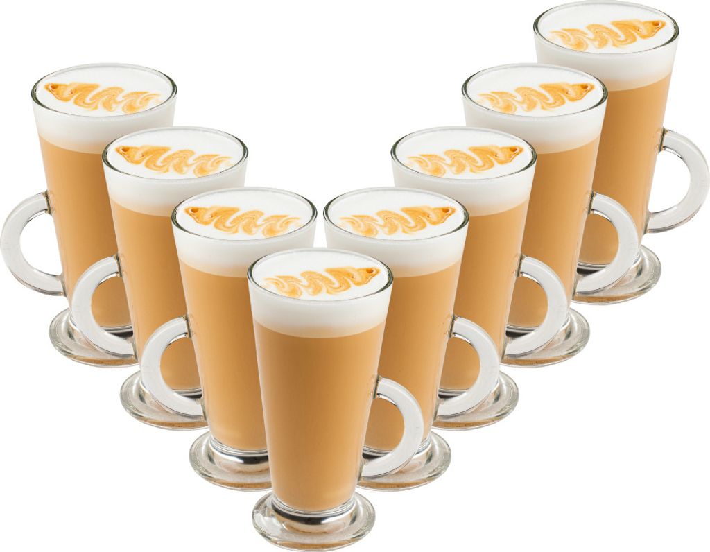 OTIX Latte Macchiato Gläser 280 ml 8 Stück mit Henkel Cappuccino Gläser