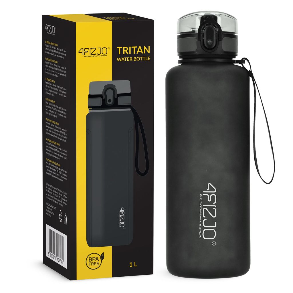 4FIZJO Sportovní láhev na pití 1000 ml, černá Obrázek produktu 