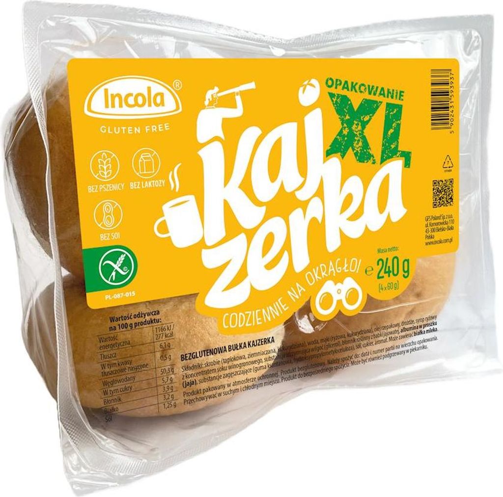 BUŁKI KAJZERKI XL BEZGLUTENOWE (4 szt.) 240 g - INCOLA