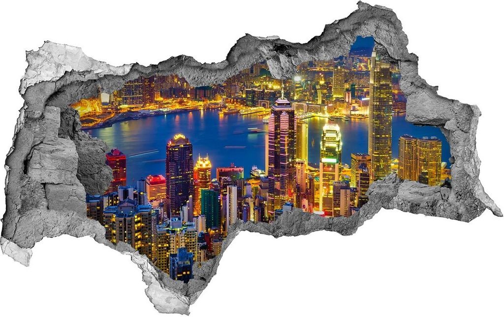 Selbstklebender Loch-3D-Aufkleber 95x73 cm Hong Kong in der Produktbild 