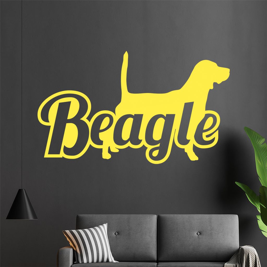 KIWISTAR Beagle mit Name Silhouette Schrift Wandtattoo in 6 Größen - Wandaufkleber Wall Sticker - Dekoration, Küche, Wohnzimmer, Schlafzimmer, B...