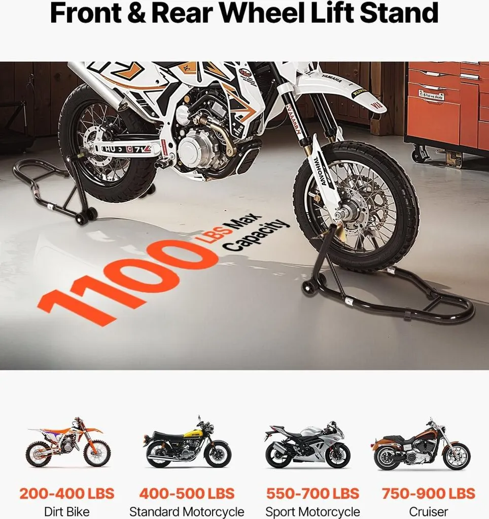 Support de moto avant et arrière Spoolift Paddock de 1100 lb noir