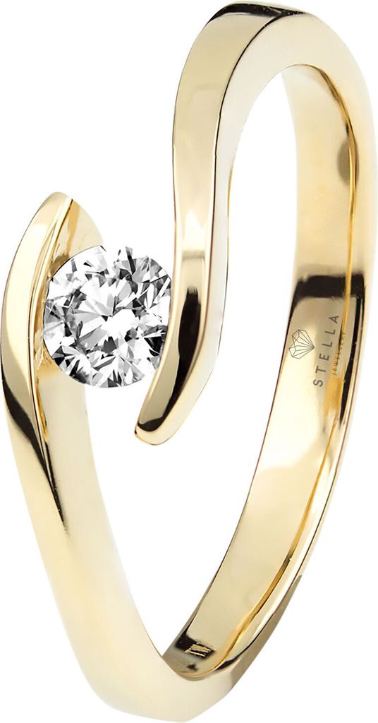 585er Gelbgold Spannring geschwungen mit Diamant 0,25 ct. Produktbild 