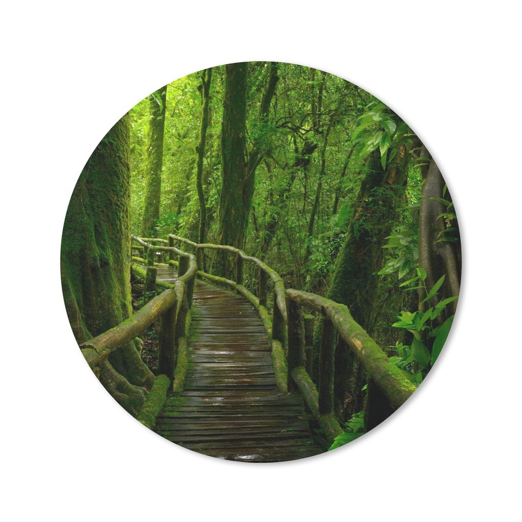 MuchoWow Mauspad Mousepad Dschungel - Brücke - Moos - Natur - Tropisch 20x20 cm - Mousepads - Maus Mat - Pad - Mausunterlage - Schreibtischmatte